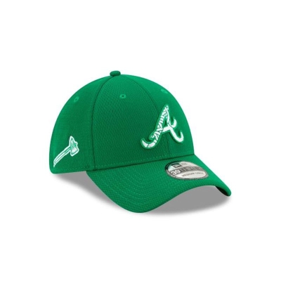 Green Atlanta Braves Hat - New Era MLB St Patricks Day 39THIRTY Stretch Fit Caps USA3958072